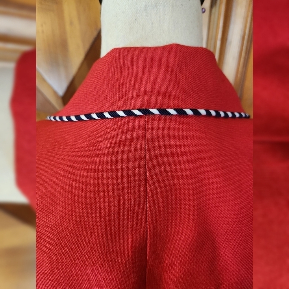Vintage Dark Cherry Red Blazer Women 10 Preppy Nautical College Retro Statement - Picture 8 of 10